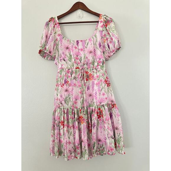 Taylor Floral Print Cut-Out Mini Dress sz 2 - Picture 1 of 4